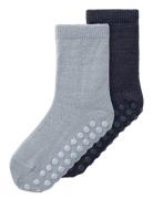 Nmmwak Wo/Bl 2P Sock W/Non Skid Sockor Strumpor Navy Name It