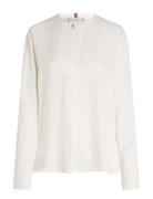 Fluid Viscose V-Neck Rlxd Blouse Tops Blouses Long-sleeved White Tommy...