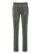 Juicy Couture Del Ray Classic Velour Pant Pocket Design Beach Sand Grö...