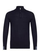 Mos Mosh Gallery Mmgadam Soft Zip Turtle Neck Knit Marinblå