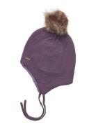 Minymo Hat W. Detachable Fake Fur Lila