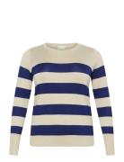 Kaffe Curve Kclizzy Striped Knit Pullover Marinblå