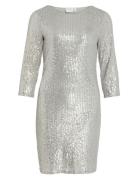 Visparkling 3/4 O-Neck Dress/Ka Kort Klänning Silver Vila