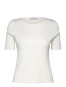 Mango Short-Sleeved Fine-Knit T-Shirt Kräm