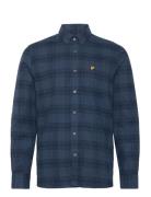 Lyle & Scott Tonal Check Flannel Shirt Marinblå