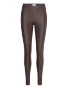 Object Objbelle Mw Coated Leggings Noos Brun