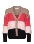 Colorblock Knit With Furry Sleeves Tops Knitwear Cardigans Pink Coster...