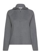 Object Objelly Re L/S Zip Knit Pullover Div Grå