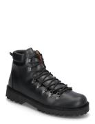 Slhalfred Leather Hiking Boot Snörade Stövlar Black Selected Homme