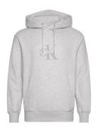 Calvin Klein Jeans Chenille Monologo Hoodie Grå