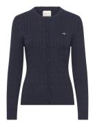 GANT Stretch Cotton Cable Cardigan Marinblå