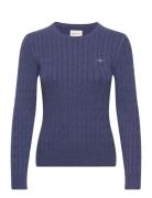 GANT Stretch Cotton Cable C-Neck Marinblå