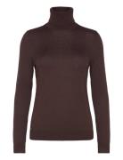 Silk-Blend Turtleneck Sweater Tops Knitwear Turtleneck Brown Lauren Ra...