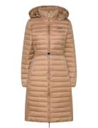 Calvin Klein Lw Padded Smocking Midi Coat Beige