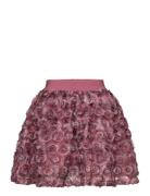 Minymo Skirt W. Mesh Flowers Rosa