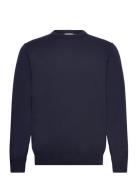 Lindbergh Black 100 % Merino Crew Neck Knit Marinblå