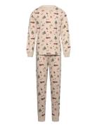 Pyjamas Set Aop Pyjamas Set Beige Minymo