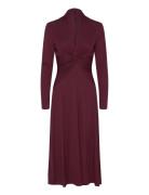 Lauren Ralph Lauren Twist-Front Stretch Jersey Dress Burgundy