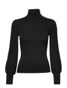 Lauren Ralph Lauren Button-Trim Mockneck Sweater Svart