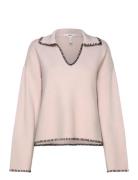 Object Objreynard Ls V-Neck Stich Pullover Div Rosa