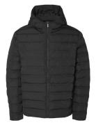 Slhbarry Quilted Hoodjacket Noos Fodrad Jacka Black Selected Homme