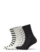 Lindex Sock 4 P Black And White Svart