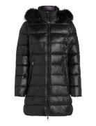 Gloss Down Tyra Coat With Fur Fodrad Rock Black Tommy Hilfiger