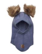 Wool Fullface W. Pom Pom Accessories Headwear Balaclava Blue Mikk-line