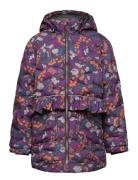 Mikk-line Long Puffer Jacket Aop Rec. Marinblå