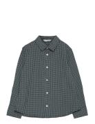 Mango Micro Check Shirt Khaki Green