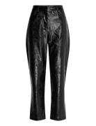 Emmett Pu Tapered Trouser Bottoms Trousers Leather Leggings-Byxor Blac...