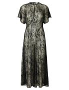 Slfdaphne Ss Midi Lace Dress Knälång Klänning Black Selected Femme