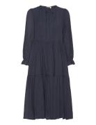 Crispy Dress Knälång Klänning Navy Stella Nova