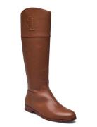 Lauren Ralph Lauren Justine Burnished Leather Riding Boot Brun