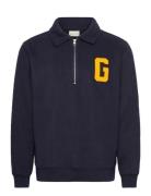 GANT Graphic Fleece Half Zip Marinblå