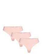 Thong 3Pk Stringtrosa Underkläder Pink Calvin Klein