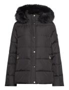 Lauren Ralph Lauren Faux-Fur-Trim Hooded Down Coat Svart