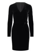 Calvin Klein Velvet V Neck Metal Dress Svart