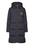 Lauren Ralph Lauren Crest-Patch Hooded Down Coat Marinblå