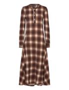 Polo Ralph Lauren Plaid Waffle-Knit Henley Dress Brun