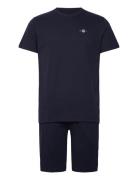 GANT Pajama Set T-Shirt And Shorts Marinblå