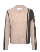 Selected Femme Slfalva Ls O-Neck Knit Beige