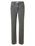 Selected Femme Slfalice Mw Straight Eloise Grey Jeans Grå