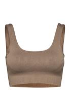 Aim´n Espresso Ribbed Seamless Bra Beige