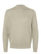 Selected Homme Slhtray Ls Knit Merino Mock Neck Noos Beige