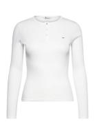 Tommy Jeans Tjw Slm Button Rib C-Neck Ls Ext Vit