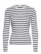 Tommy Jeans Tjw Slm Button Rib C-Neck Ls Ext Marinblå