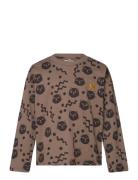 Mini Rodini Squiggly Cats Aop Ls Tee Brun