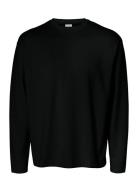 Selected Homme Slhlooseoscar Ls O-Neck Tee Noos Svart