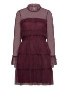 Bubbleroom Rhoda Dotted Mesh L/S Dress Burgundy